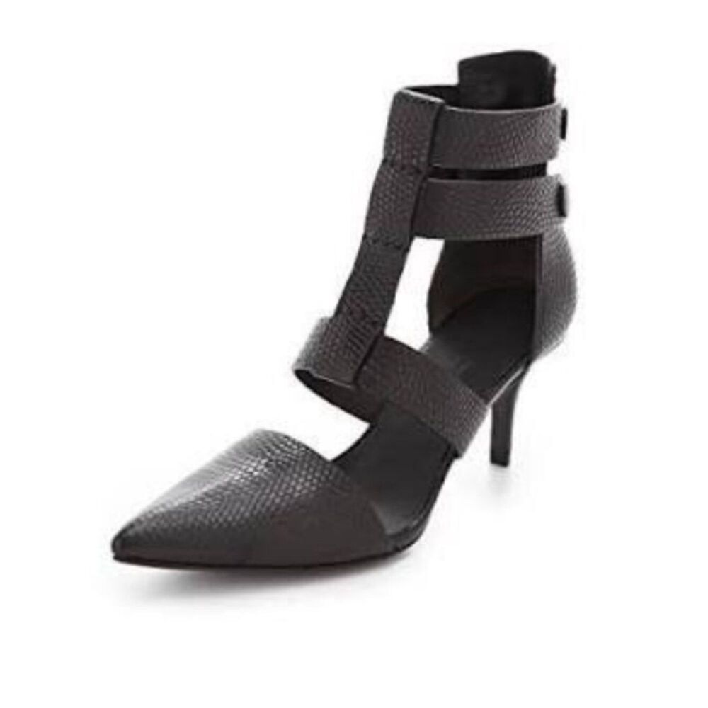 Like New! Alexander Wang Tati Lizard Strappy Leather Heels Black in Size 37